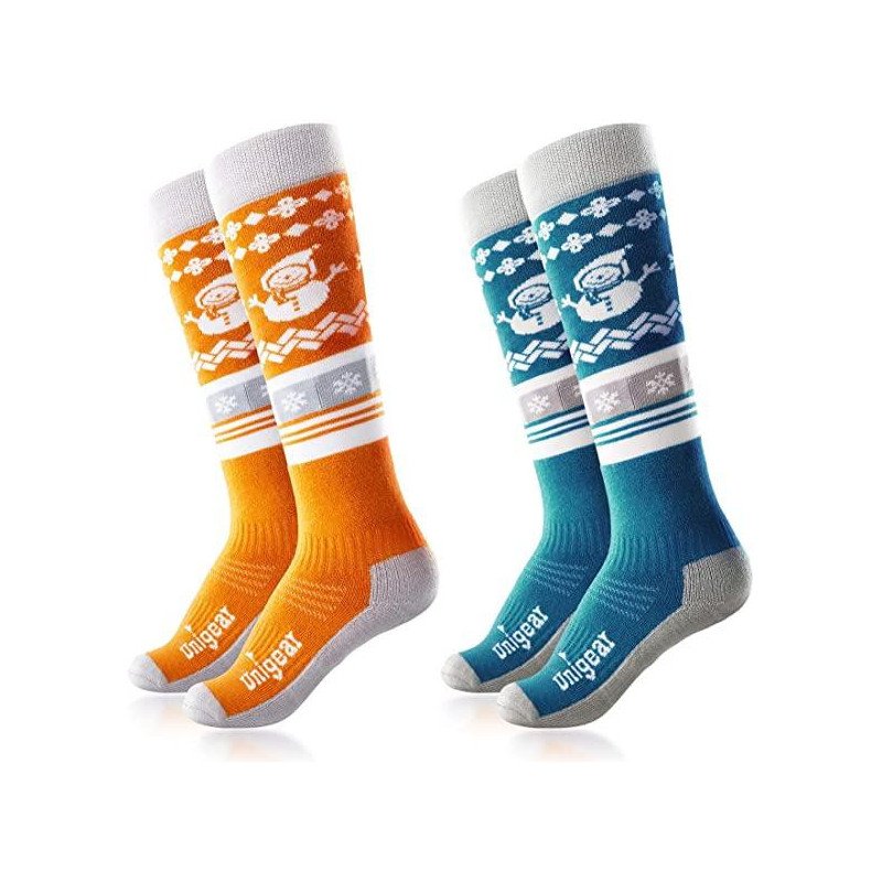 Kids Ski Socks for Boys Girls XS 2Pairs(Blue+Orange)