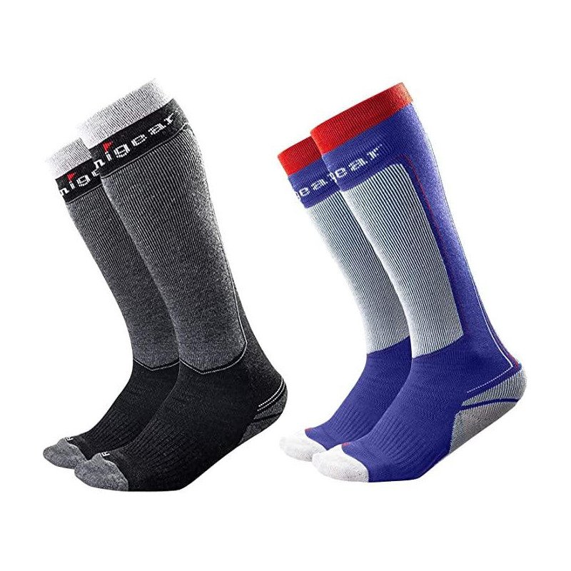 Ski Socks For Men Women S 2 Pairs(Black+Purple)