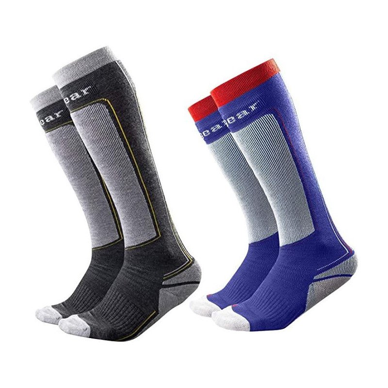 Ski Socks For Men Women L 2 Pairs(Grey+Purple£©