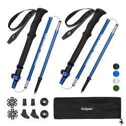 Folding Trekking Poles / Hiking Sticks - Pair Blue