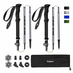 Folding Trekking Poles / Hiking Sticks - Pair Silver