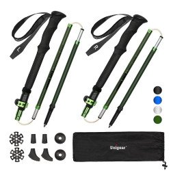 Folding Trekking Poles / Hiking Sticks - Pair Green