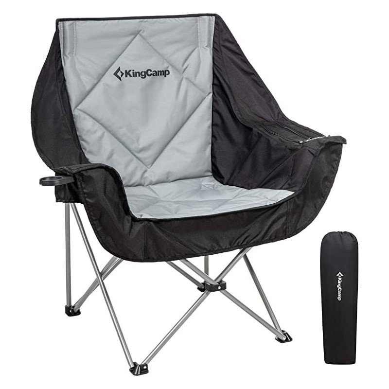 KingCamp Extra Large Patio Garden Cushioned Sofa Camping Chair with Cooler Bag Cup holder and Phone Hoder