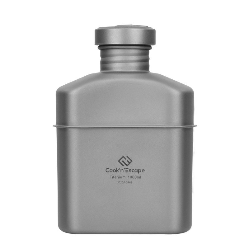 COOK'N'ESCAPE Titanium Ultralight 1000ml/33.8 fl oz Backpacking Leak-proof Water Bottle for Outdoor Camping Sports