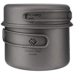 COOK'N'ESCAPE Titanium Hiking Backpacking Cookware Set 700ml Pot 300ml Pan Set Ultralight Camping CA2112