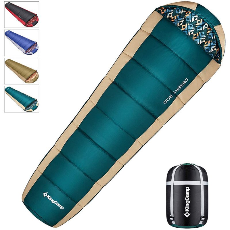 KingCamp Camping 3 Season Mummy Printing Sleeping Bag with Hood KS2023-Green