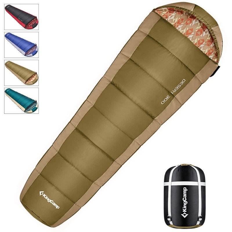 KingCamp Camping 3 Season Mummy Printing Sleeping Bag with Hood KS2023-Olive