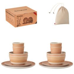 KingCamp Bamboo pattern bamboo powder Reusable Tableware Set For 2 person