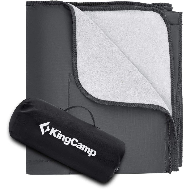 KingCamp Warm Plush Fleece Outdoor Camping Picnic Blanket, for Beach, Park, Stadium, Festivals,Dogs-Charcoal