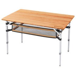 KingCamp Bamboo Adjustable Height Portable Picnic Table Portable Picnic Folding Camping Table with Carry Bag mesh pocket