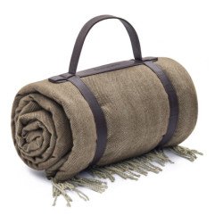 KingCamp 79" x 59" Picnic Beach Blanket Faux Wool Waterproof Sand Free Backing with PU Handle