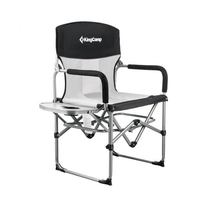 Kingcamp Folding Director Mesh Back Camping Chair for Outside with Side Table KC3824-Black