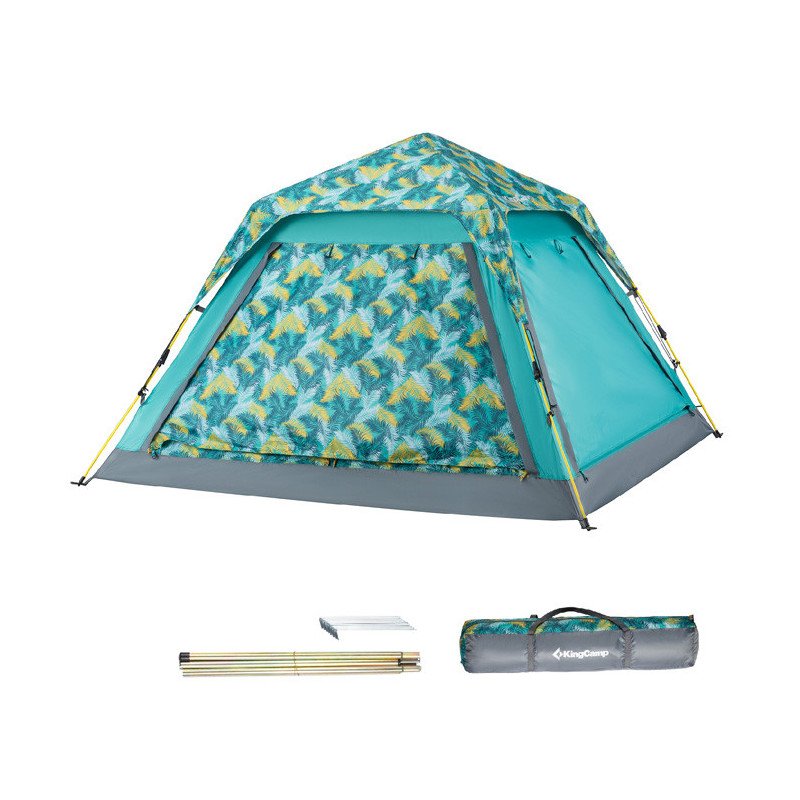 KingCamp POSITANO Square Quick-Up UPF50+ Screen Tent KT3099-PalmBlue-Palm Green