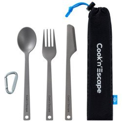 COOK'N'ESCAPE Titanium Utility Cutlery 3 Pcs Set Fork Knife Spoon CA2005