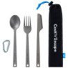 COOK'N'ESCAPE Titanium Utility Cutlery 3 Pcs Set Fork Knife Spoon CA2005