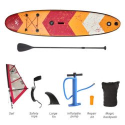 Inflatable SUP Stand Up Paddle Board with Sail Hybrid 11' Red