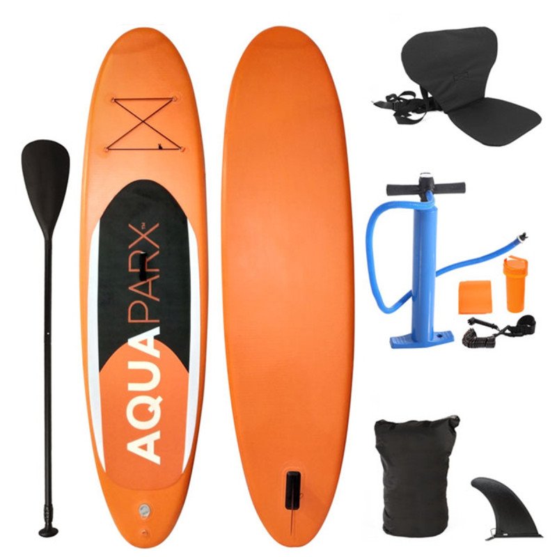 AquaParx Inflatable SUP Stand Up Paddle Board with Kayak Seat Hybrid 11' Red AquaParx Inflatable SUP Stand Up Paddle Board with Kayak Seat Hybrid 11' Red