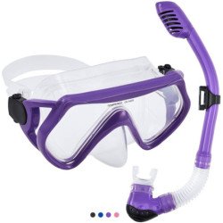 Anti-Fog Tempered Glass Snorkel Set for Youth and Adult-Purple-Kids