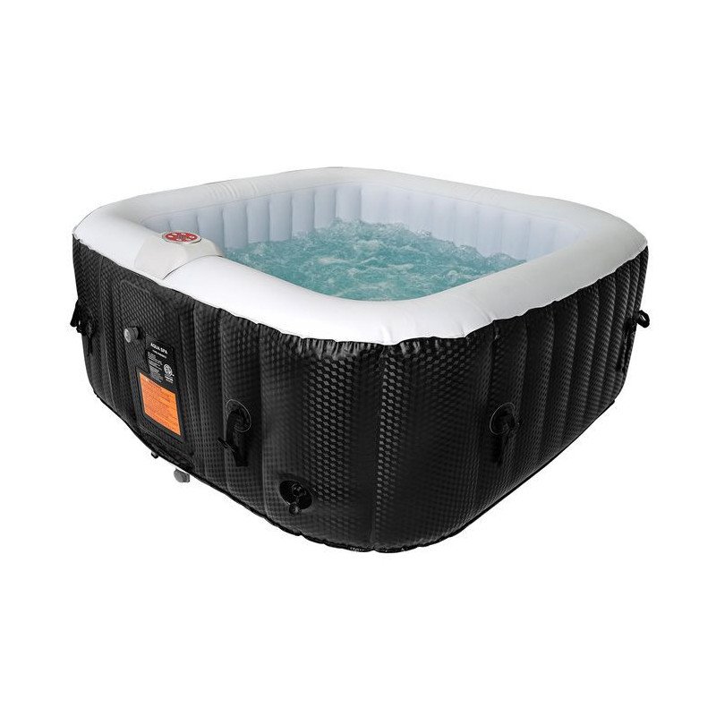 Aqua Spa Square 2-4 Person 60.6'' x 60.6'' Bubble Jets Inflatable Hot Tub Portable Jacuzzi