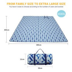 KingCamp Sand Free Beach Blanket Outdoor Picnic Blanket-Blue-118" x 118"