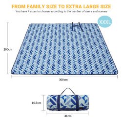 KingCamp Sand Free Beach Blanket Outdoor Picnic Blanket-Blue-118" x 79"