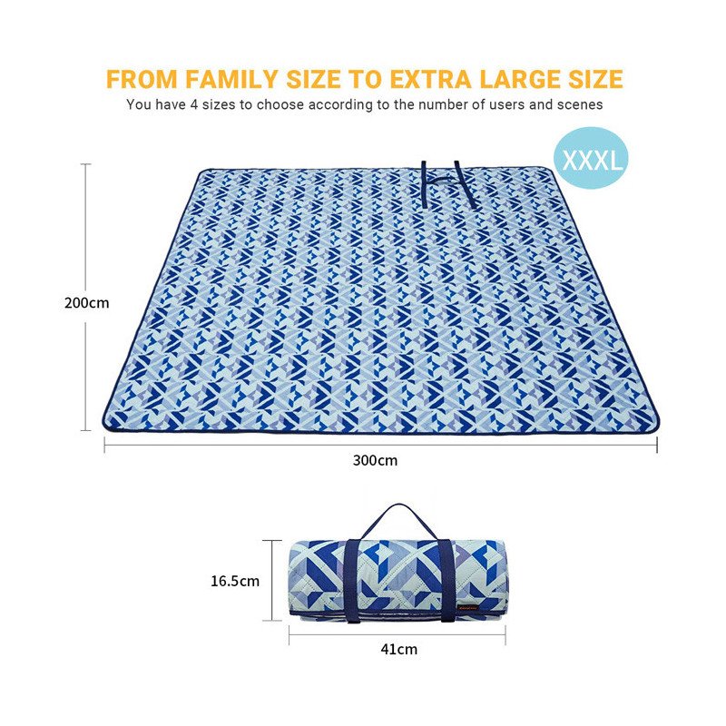 KingCamp Sand Free Beach Blanket Outdoor Picnic Blanket-Blue-118" x 79"