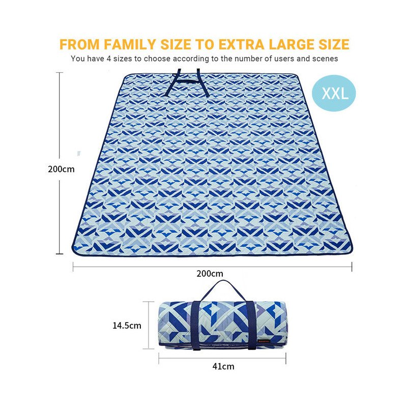 KingCamp Sand Free Beach Blanket Outdoor Picnic Blanket-Blue-79" x 79"