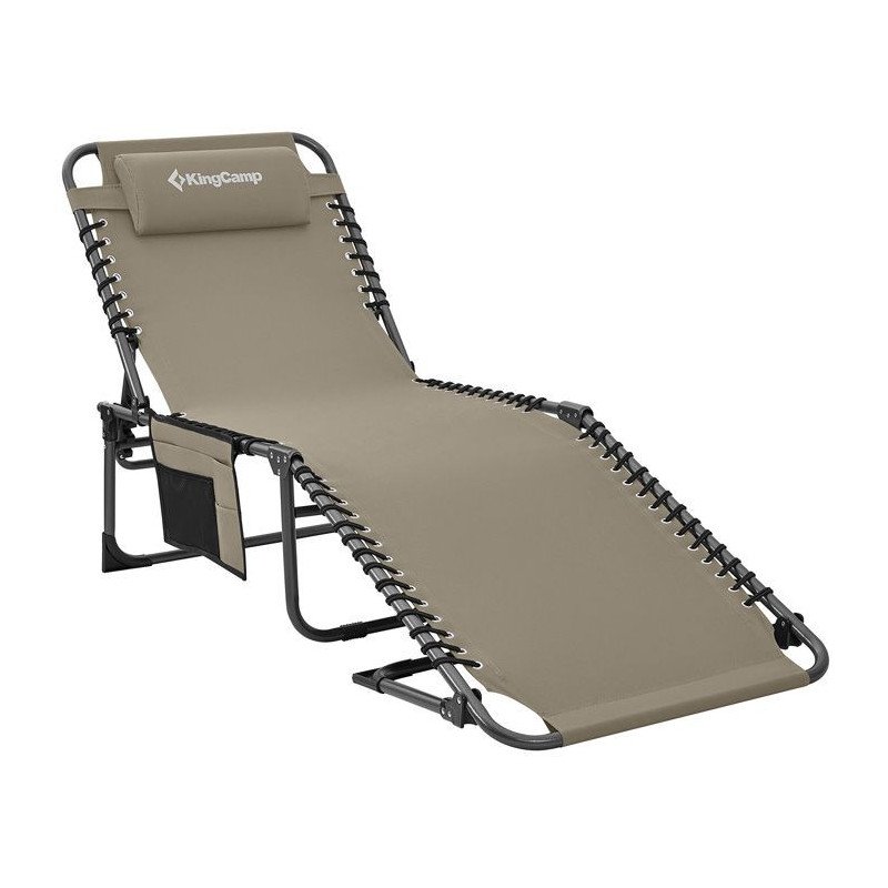 KingCamp 4-Position Heavy Duty Outdoor Patio  Beach Pool Sunbathing Folding Chaise Lounge Chair with Pillow Pocket
