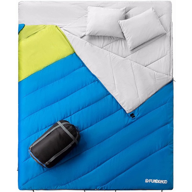 3-in-1 XL Queen Double Person Oversize Lightweight Waterproof Sleeping Bag with 2 Pillows