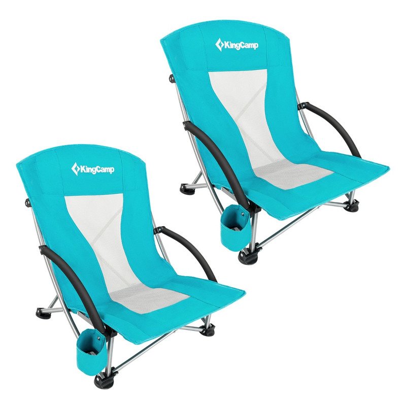 KingCamp Low Back Lightweight Strong Stable Folding Beach Chair with Mesh Back 2-piece Set KC1919