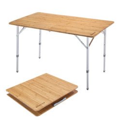 KingCamp 47.2" L    27.7" W 6 Person  Adjustable Height Bamboo Heavy Duty Folding Table