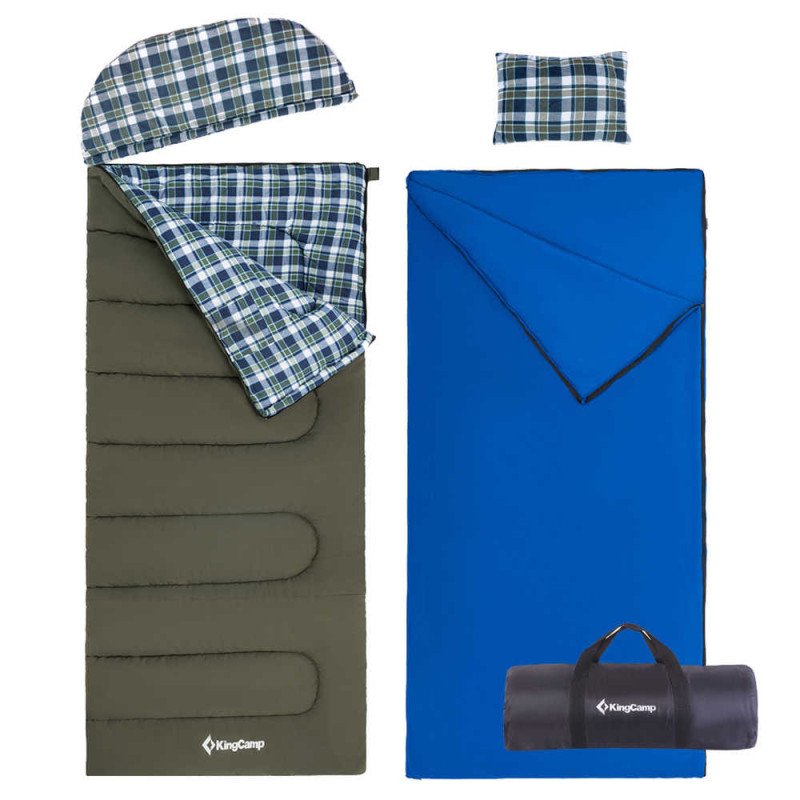 KingCamp Oversize with Washable Flannel Liner & Pillow Adult Flannel Sleeping Bag KingCamp Oversize with Washable Flannel Liner & Pillow Adult Flannel Sleeping Bag