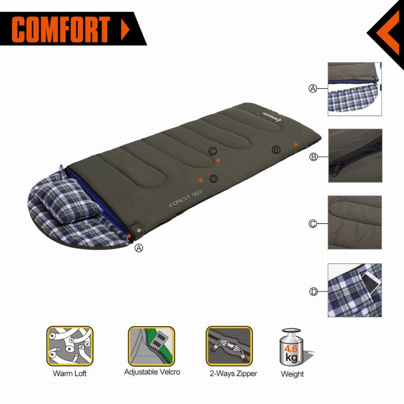 KingCamp FOREST Series Square Sleeping Bag KS3153 -Right